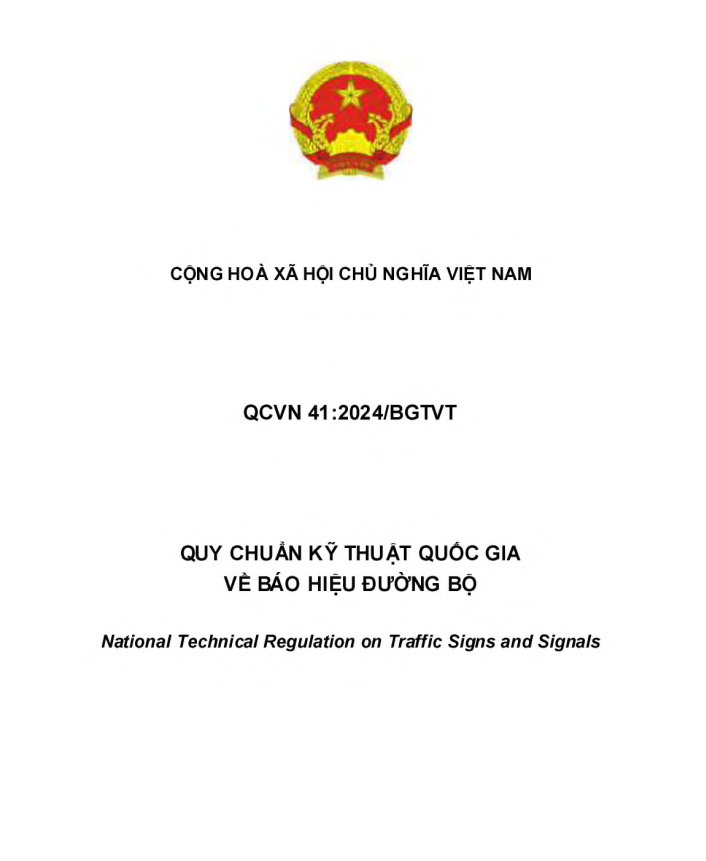 Quy chuẩn kỹ thuật QCVN 41:2024/BGTVT về báo hiệu đường bộ